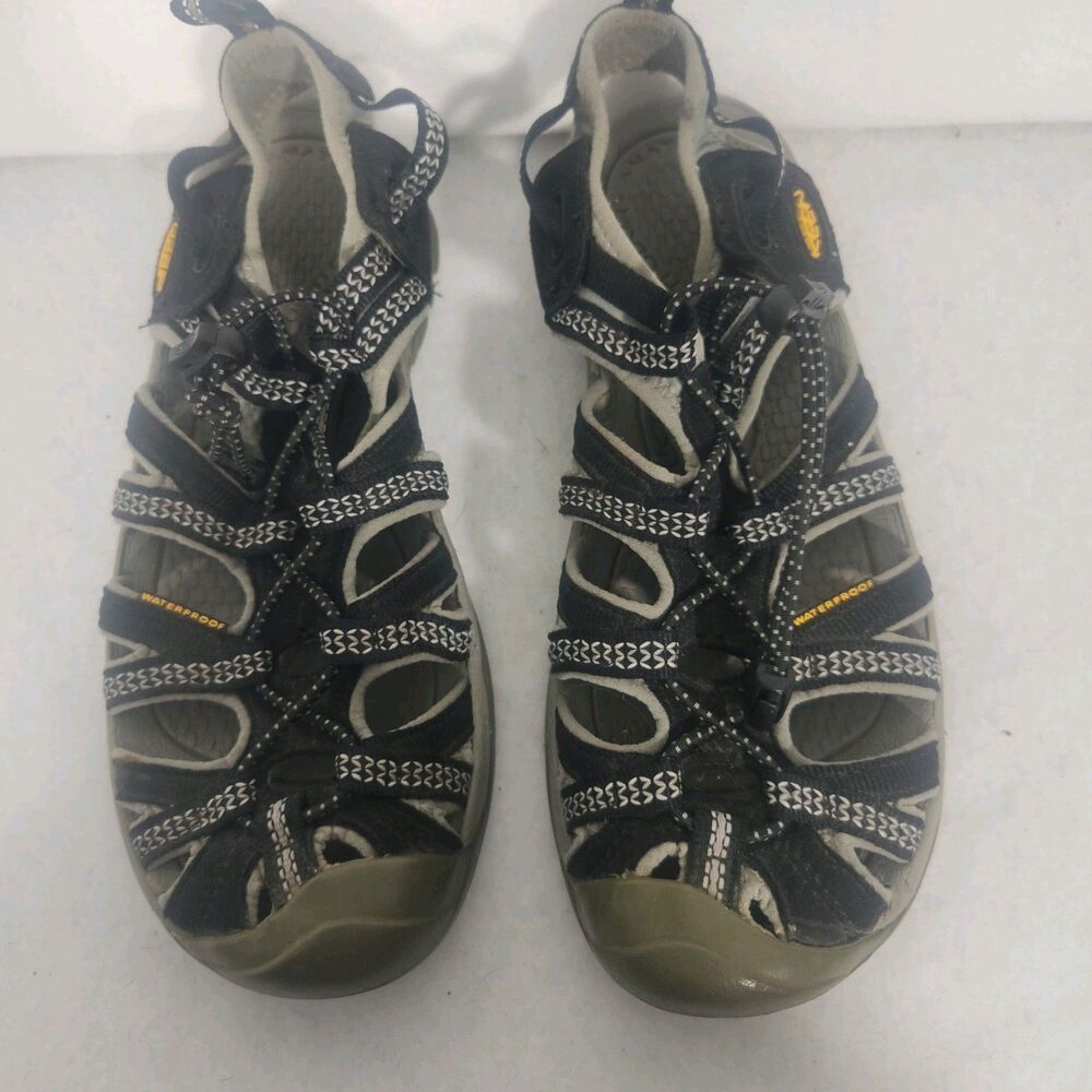 Keen Whisper Sandals Women's Size 8 Black Elastic Laces Toggle Outdoor Sport